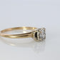 Art Deco Diamond Solitaire Square setting Ring. 14k Gold European Cut diamond