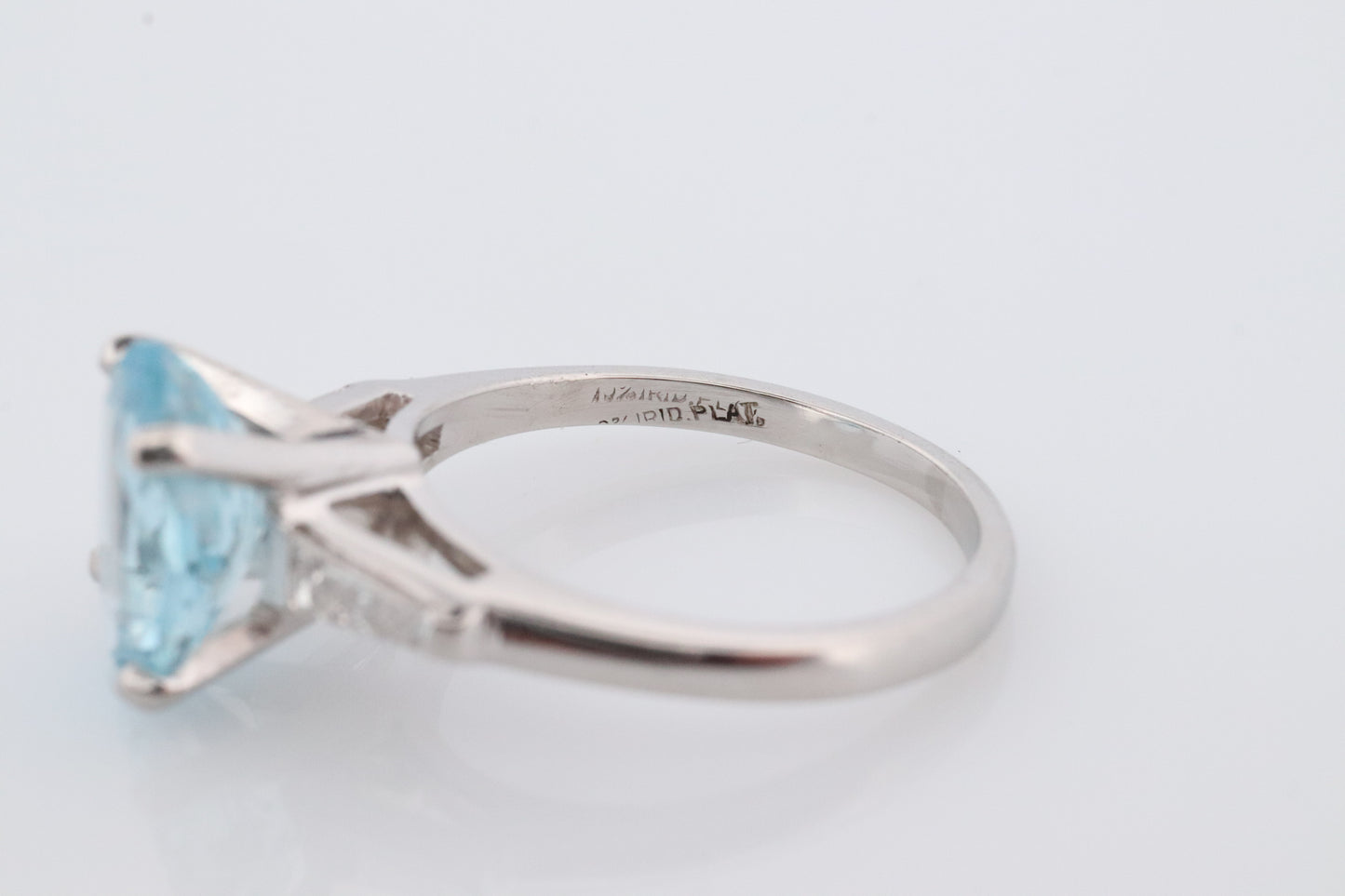 Platinum Large Aquamarine and Tapered Baguette diamond ring. APPRAISED Platinum oval aquamarine engagement ring st632/50