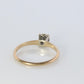 Art Deco Diamond Solitaire Square setting Ring. 14k Gold European Cut diamond