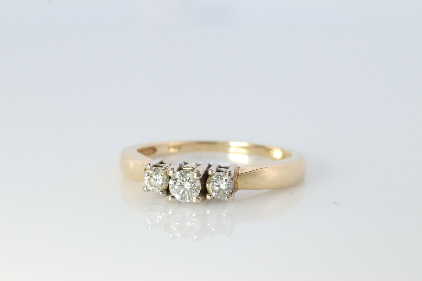 14k Diamond trio ring. 3 stone Diamond .36tcws Ring. Engagement Ring. Journey