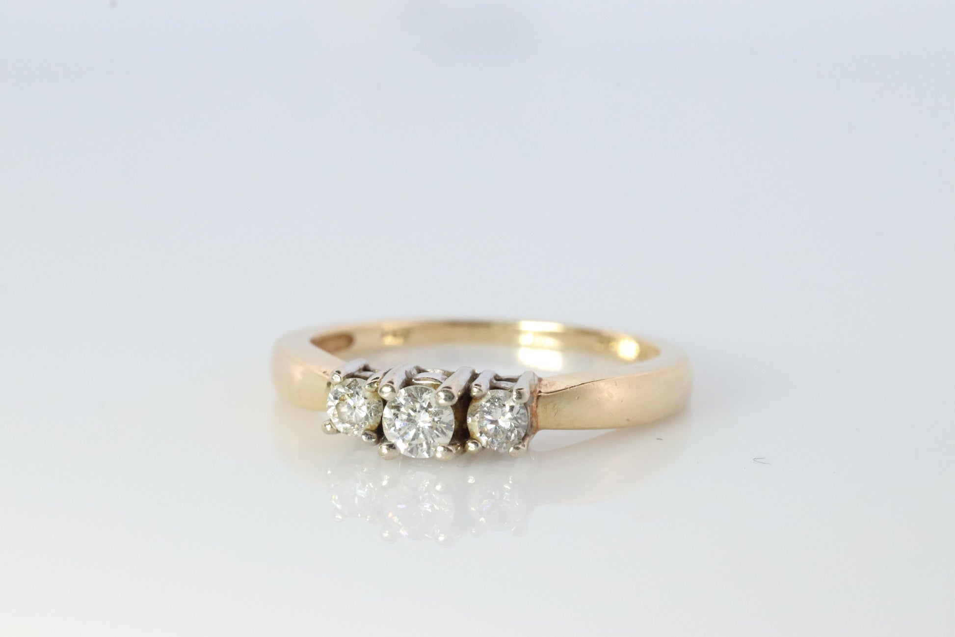 14k Diamond trio ring. 3 stone Diamond .36tcws Ring. Engagement Ring. Journey