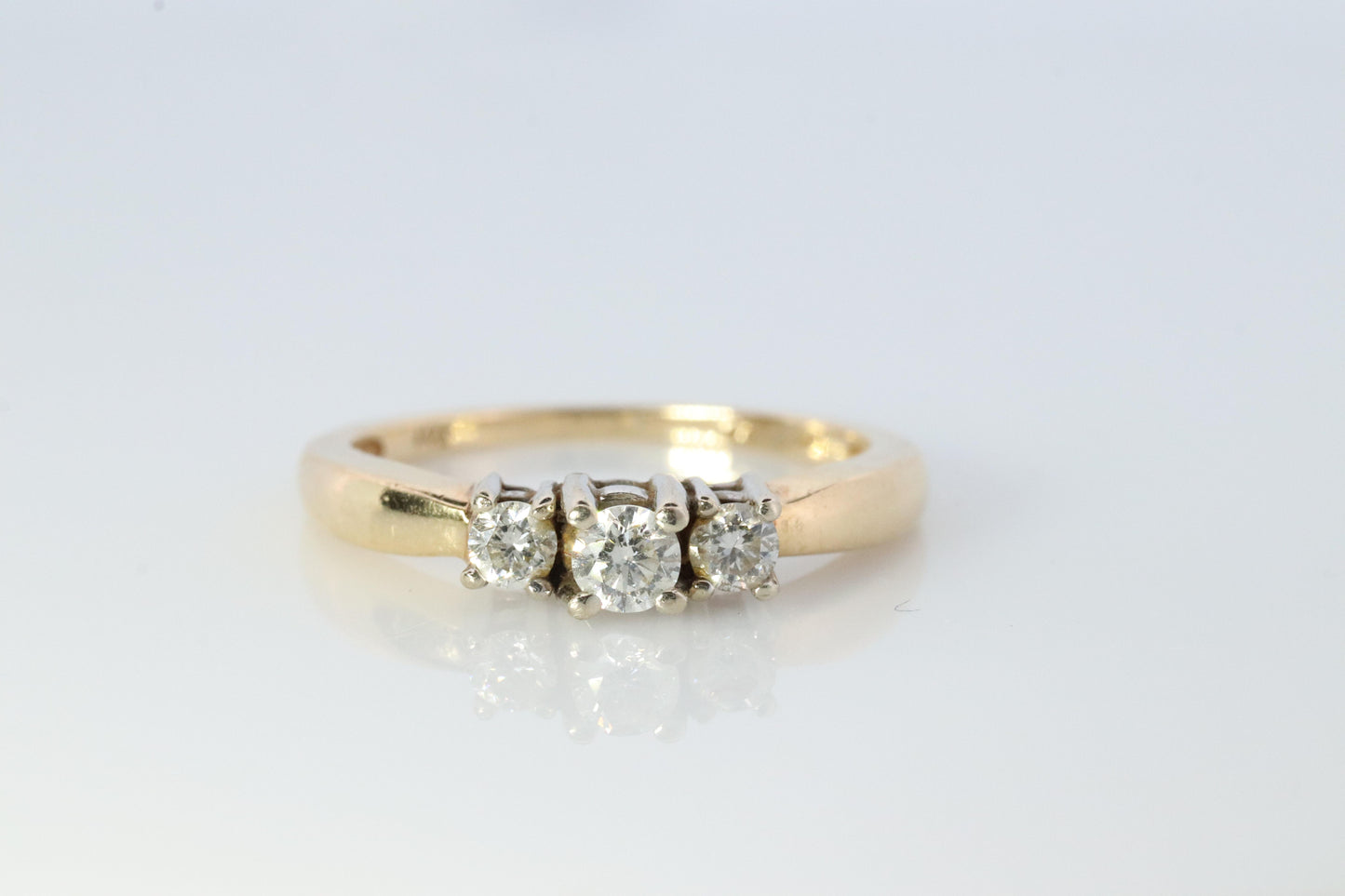 14k Diamond trio ring. 3 stone Diamond .36tcws Ring. Engagement Ring. Journey