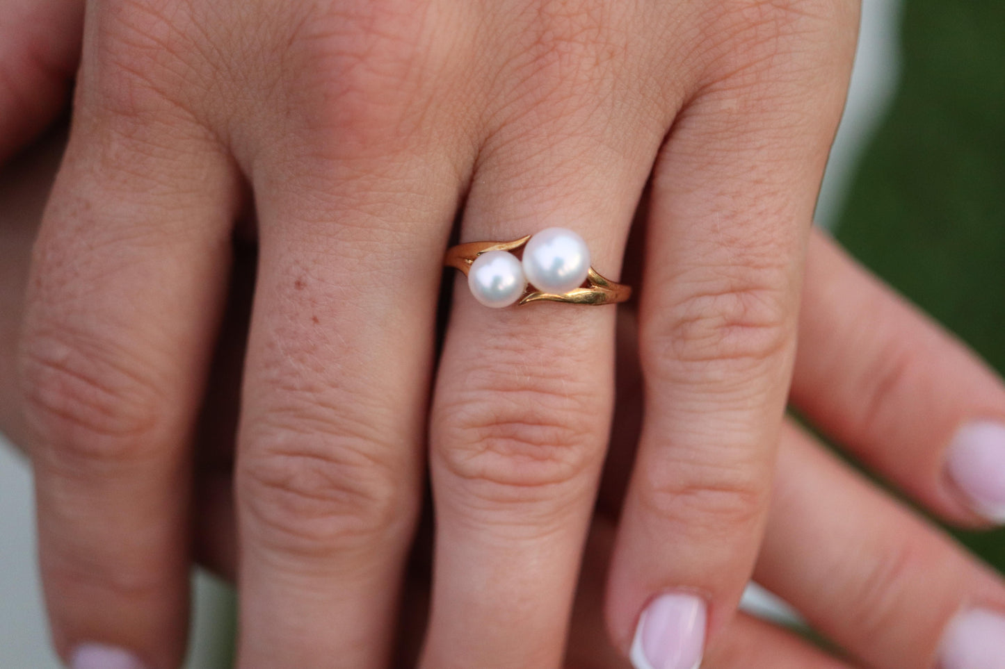 Mikimoto Ring. Vintage 18k Gold Mikimoto Pearl and Diamond Cluster. Vines Grapes