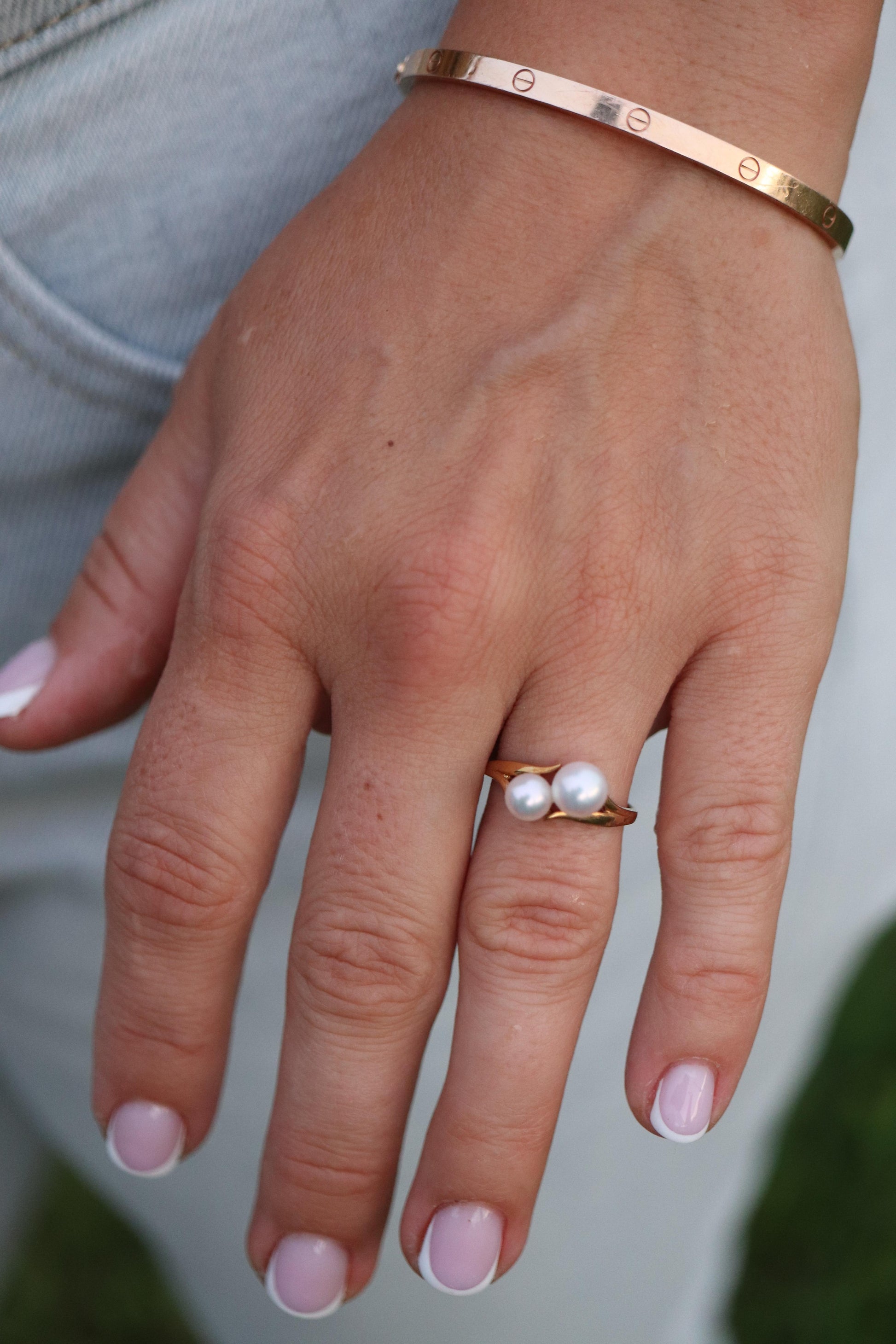Mikimoto Ring. Vintage 18k Gold Mikimoto Pearl and Diamond Cluster. Vines Grapes