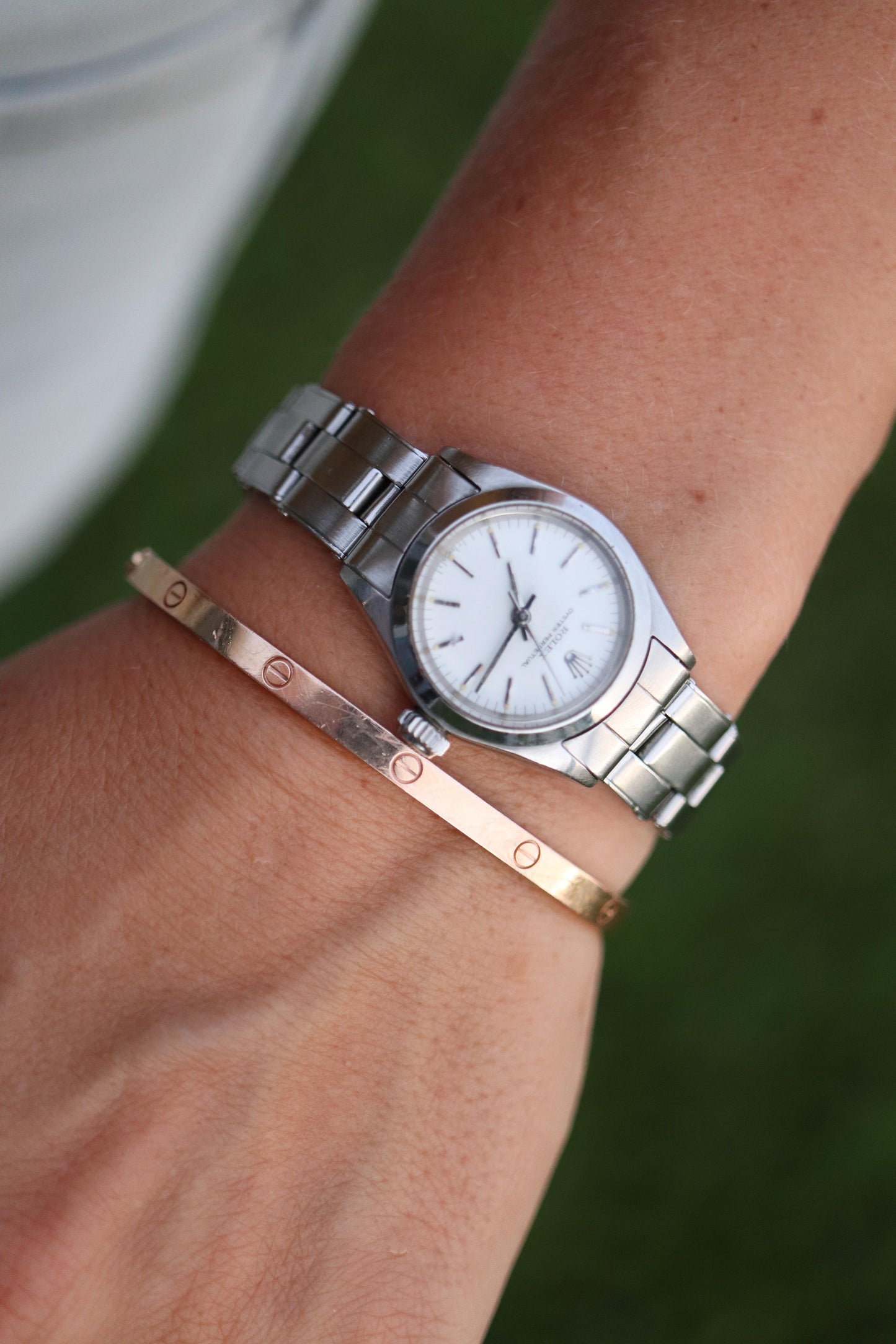 Genuine Rolex 6618 Watch. Ladies ROLEX Oyster Perpetual White Dial Wristwatch.