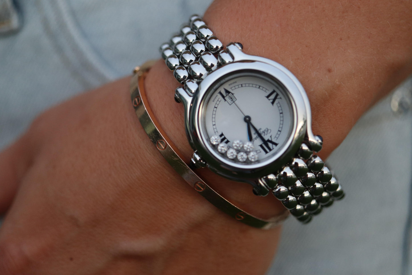 Chopard Happy Sport Sapphire Diamond Watch. Chopard LUC 27/8236-23