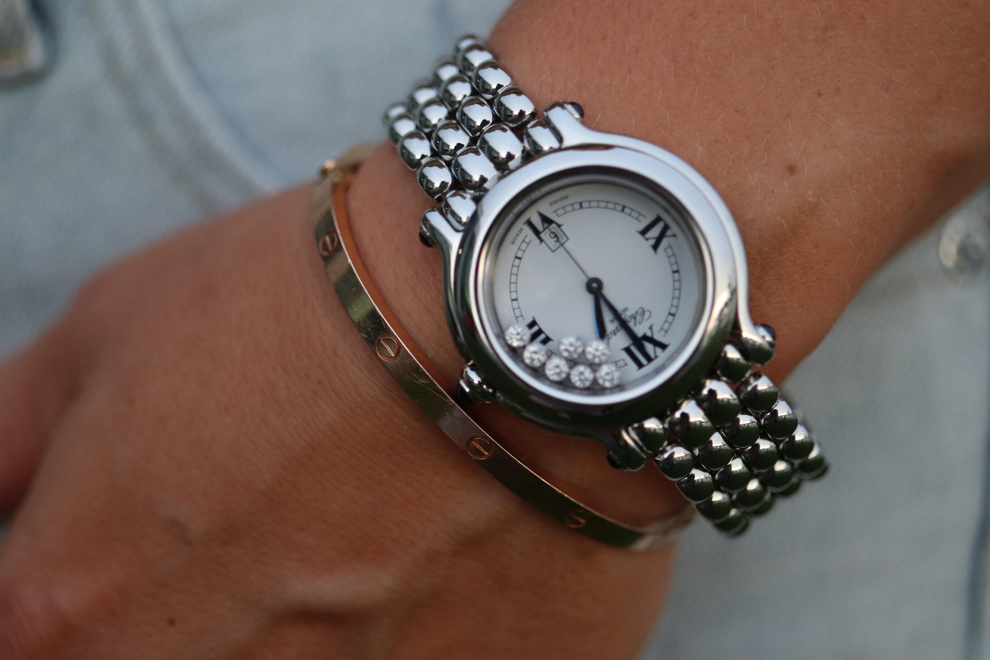 Chopard Happy Sport Sapphire Diamond Watch. Chopard LUC 27/8236-23