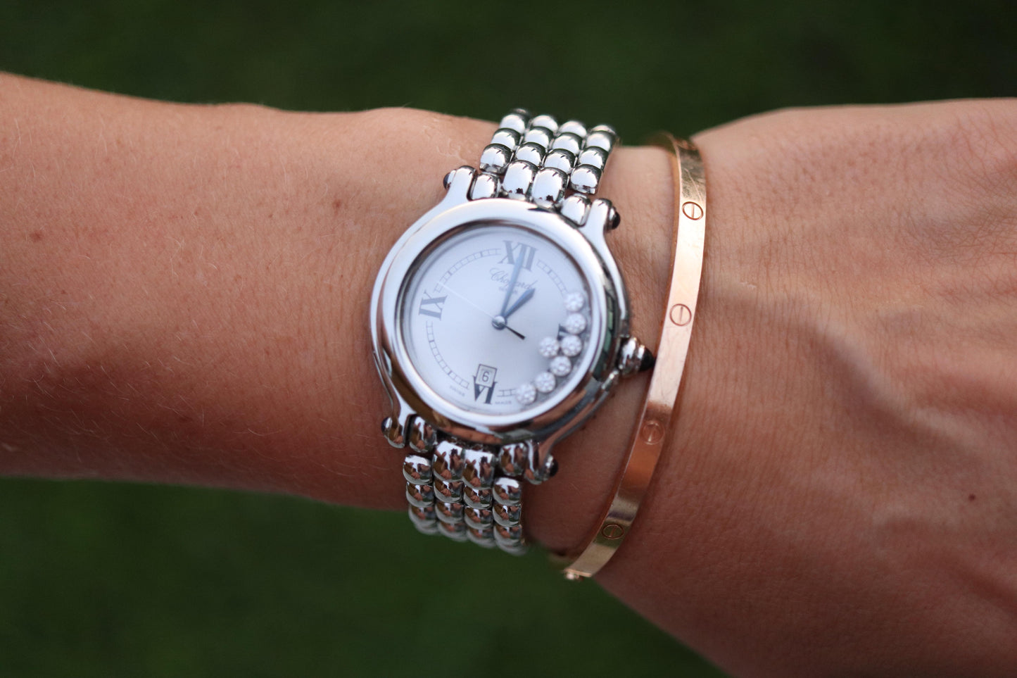 Chopard Happy Sport Sapphire Diamond Watch. Chopard LUC 27/8236-23