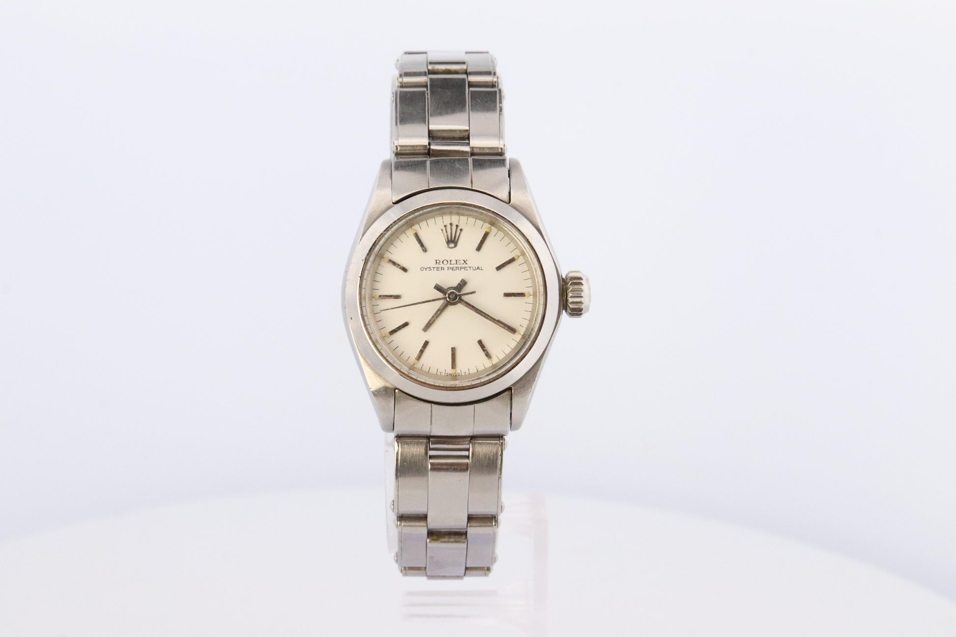 Genuine Rolex 6618 Watch. Ladies ROLEX Oyster Perpetual White Dial Wristwatch.