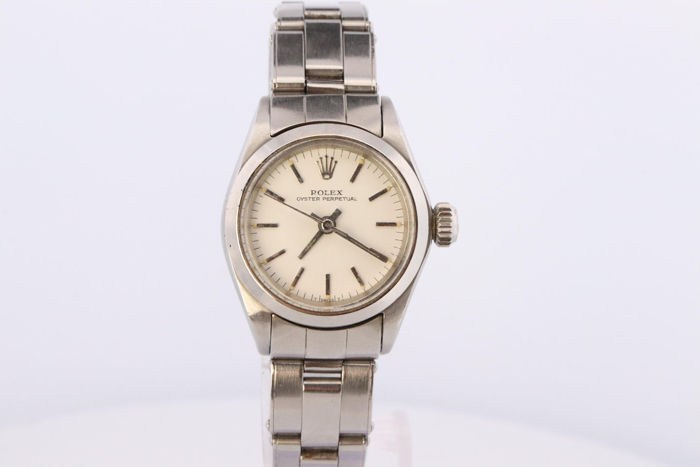 Genuine Rolex 6618 Watch. Ladies ROLEX Oyster Perpetual White Dial Wristwatch.