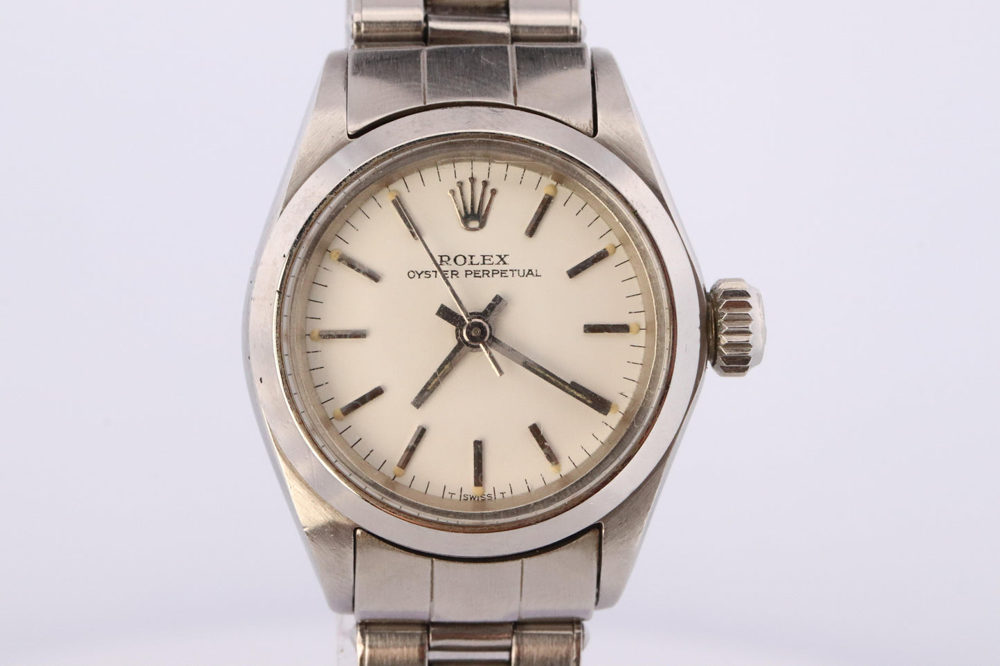 Genuine Rolex 6618 Watch. Ladies ROLEX Oyster Perpetual White Dial Wristwatch.