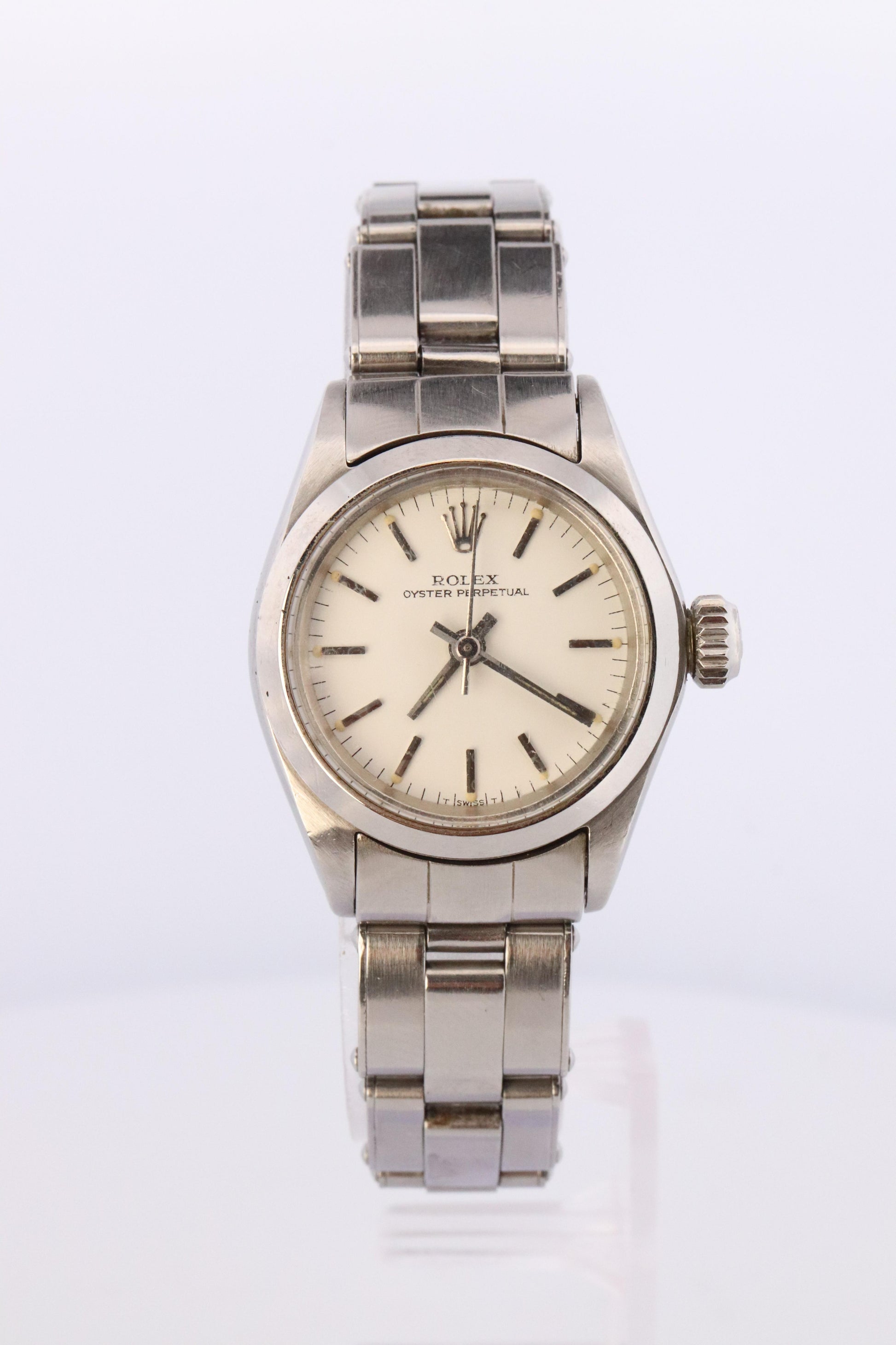 Genuine Rolex 6618 Watch. Ladies ROLEX Oyster Perpetual White Dial Wristwatch.