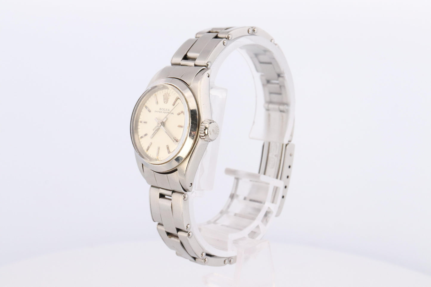 Genuine Rolex 6618 Watch. Ladies ROLEX Oyster Perpetual White Dial Wristwatch.