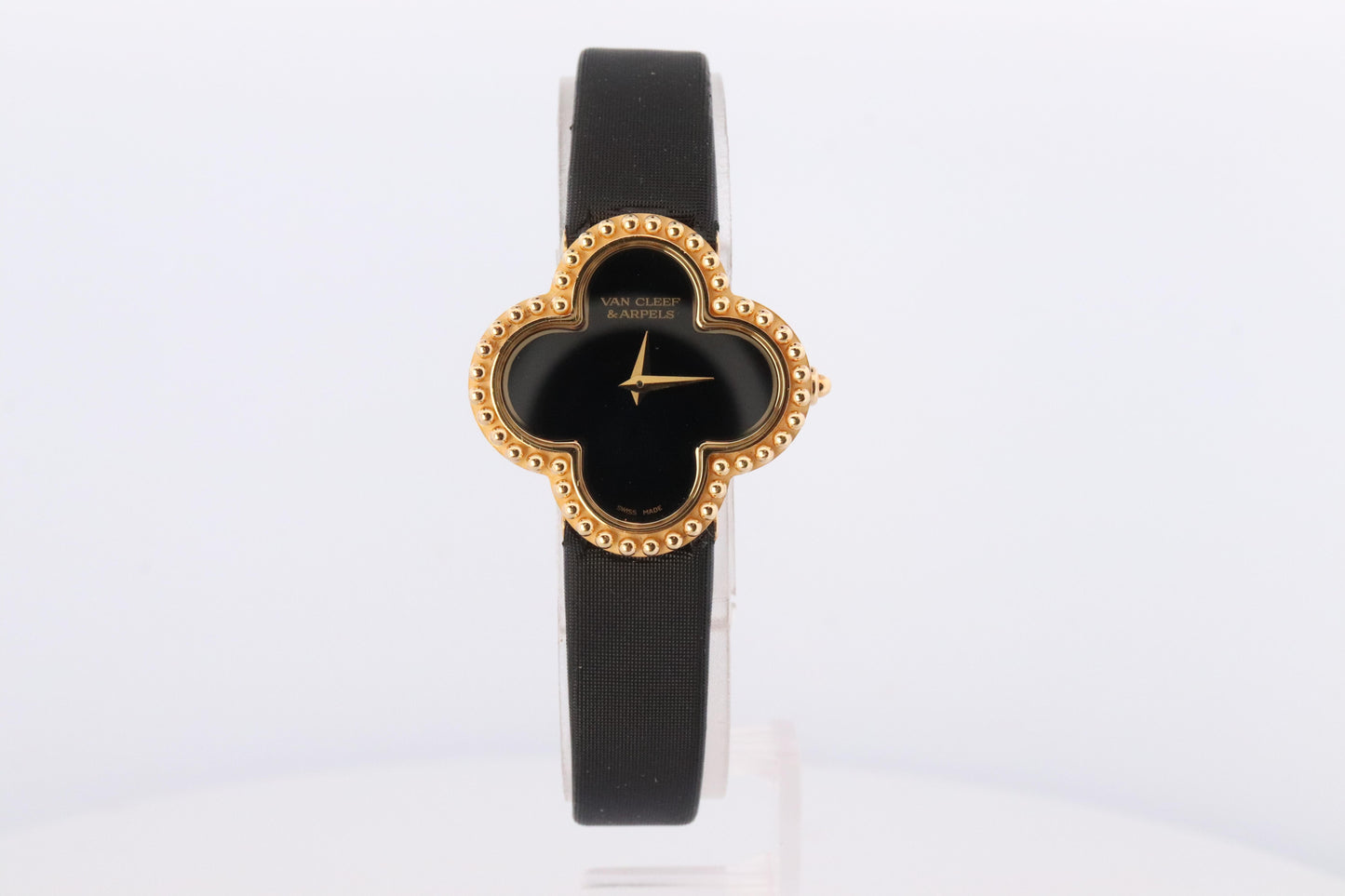 Van Cleef and Arpels Alhambra watch. 18k Gold VCA HH75210 Clove Black Dial.