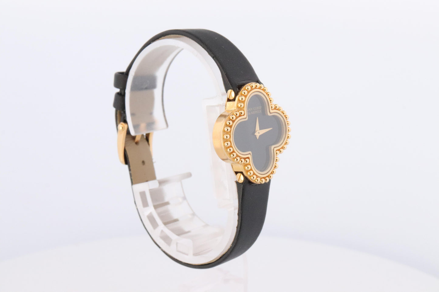 Van Cleef and Arpels Alhambra watch. 18k Gold VCA HH75210 Clove Black Dial.