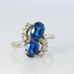 10k Blue Topaz Gold Bypass ring. Vintage Estate Ring. Topaz Twin gem.