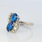 10k Blue Topaz Gold Bypass ring. Vintage Estate Ring. Topaz Twin gem.