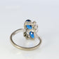 10k Blue Topaz Gold Bypass ring. Vintage Estate Ring. Topaz Twin gem.