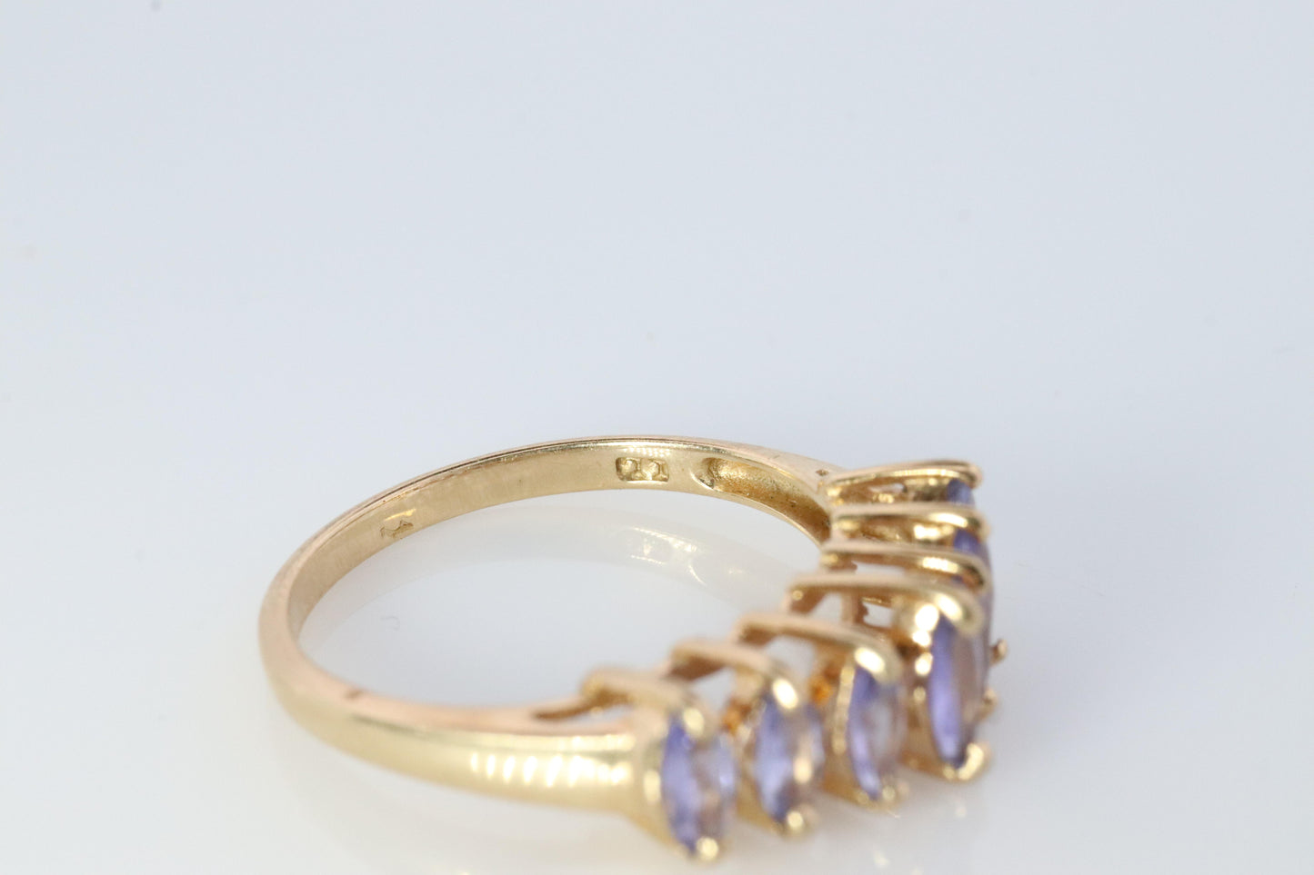 10k Tanzanite Marquise Anniversary ring. 7 stone Tanzanite band. Journey Band