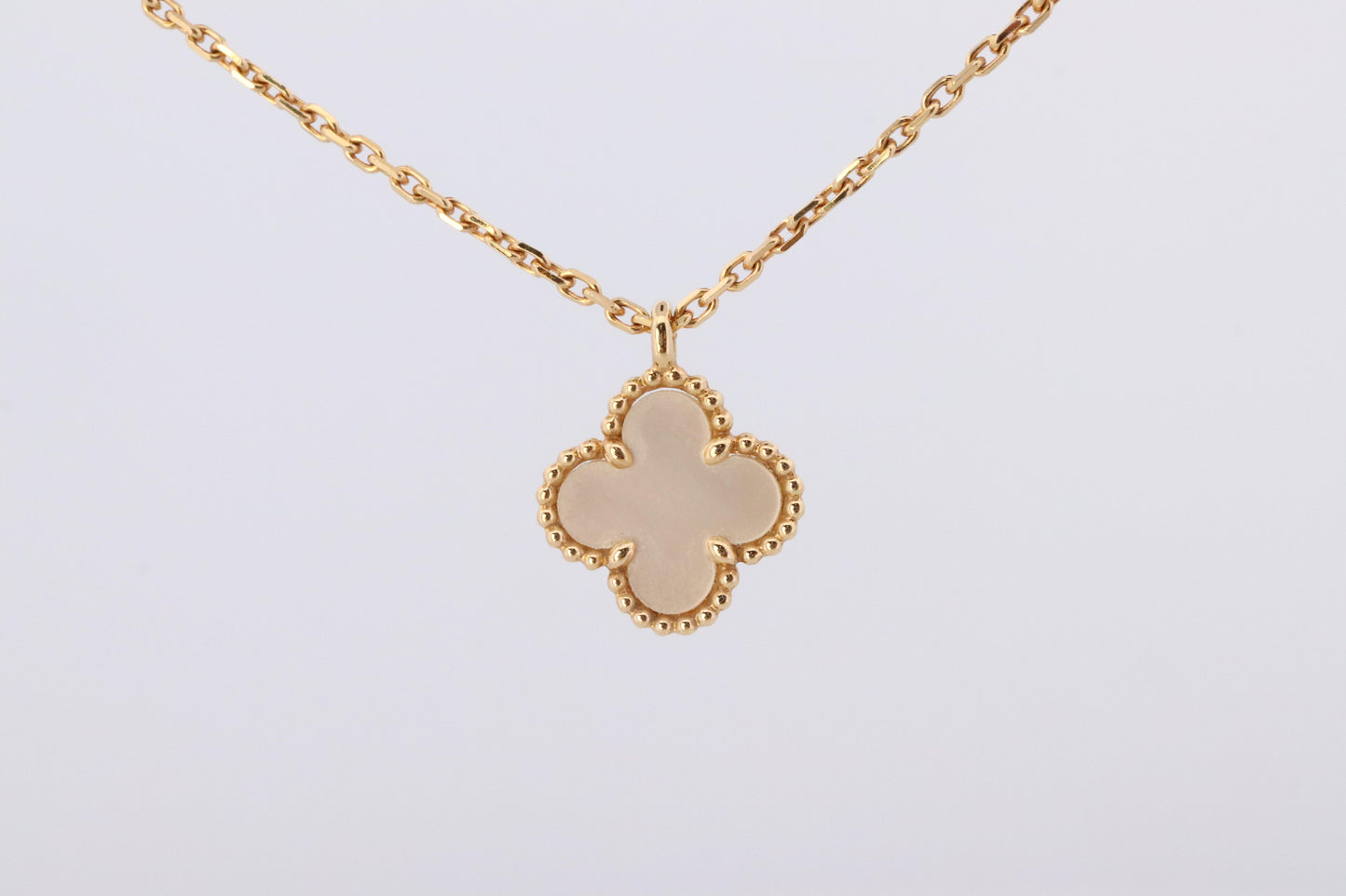 Van Cleef Arpels Alhambra Necklace . Genuine VCA 18k YG Sweet Shell Pendant