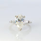 14k Gold LARGE White Topaz Pear cut engagement ring. Baguette and Pear Solitaire