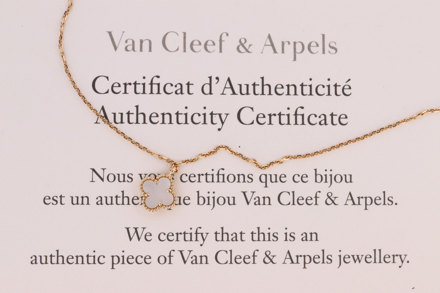 Van Cleef Arpels Alhambra Necklace . Genuine VCA 18k YG Sweet Shell Pendant