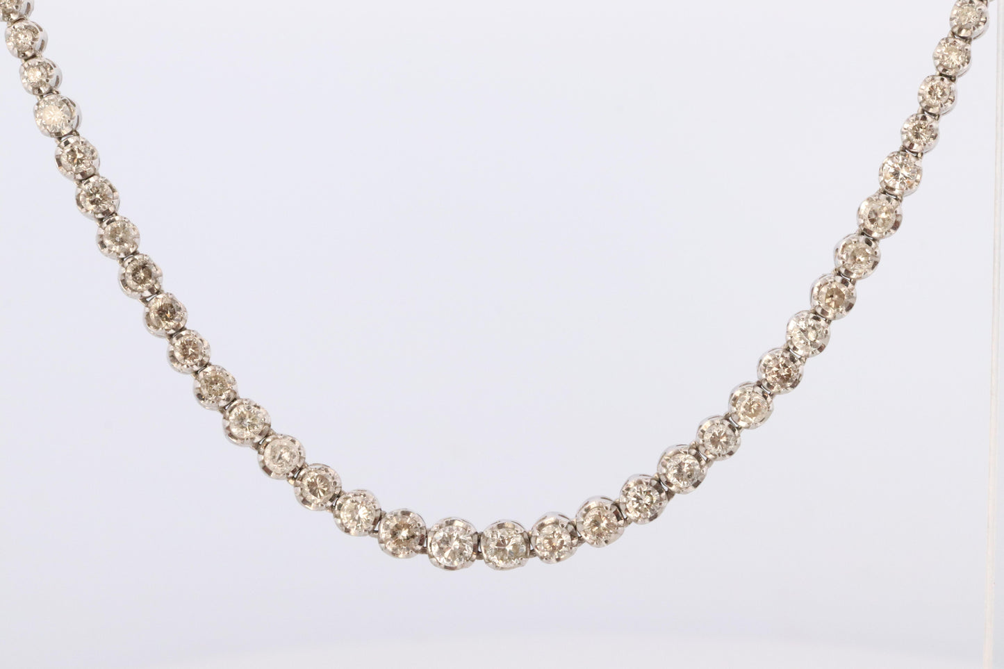 Platinum Diamond Tennis Necklace. PT850 round diamond Tennis Chain Strand. 5+CTW