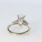 14k Gold LARGE White Topaz Pear cut engagement ring. Baguette and Pear Solitaire