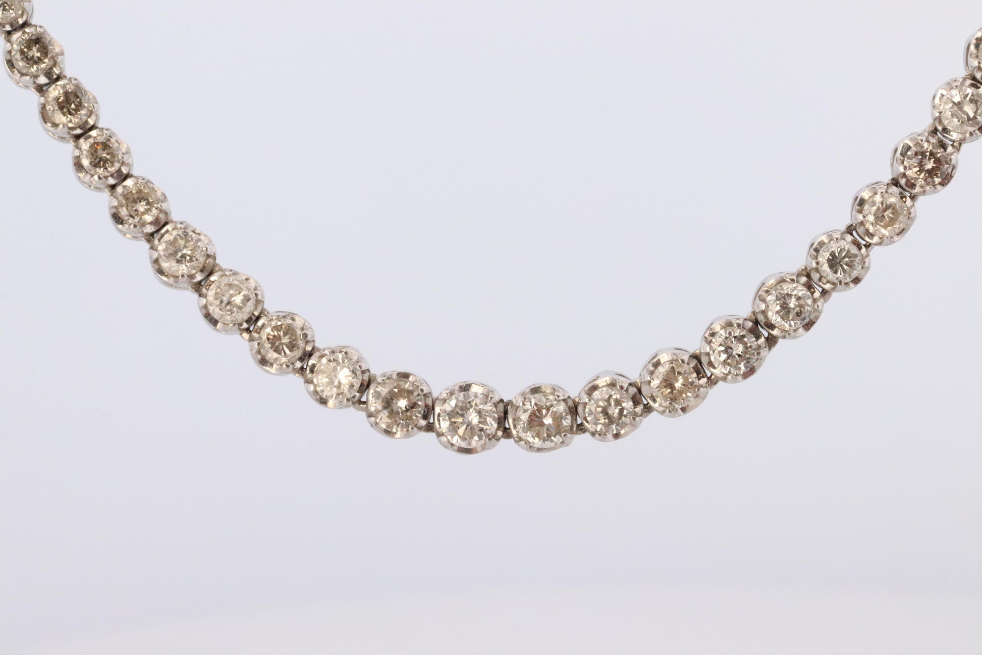Platinum Diamond Tennis Necklace. PT850 round diamond Tennis Chain Strand. 5+CTW