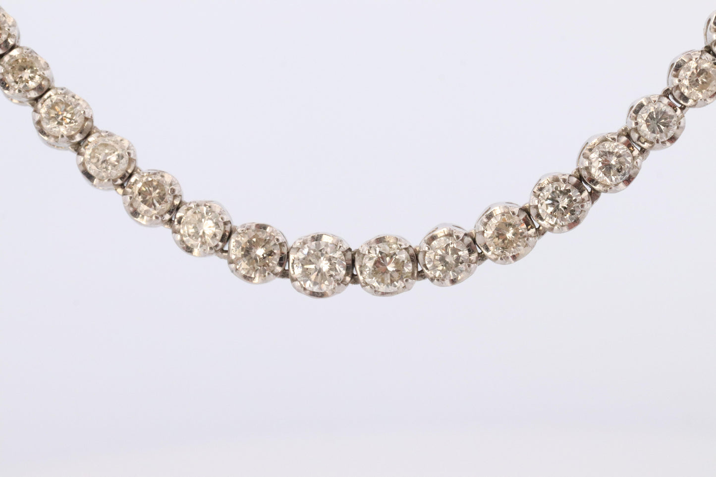 Platinum Diamond Tennis Necklace. PT850 round diamond Tennis Chain Strand. 5+CTW