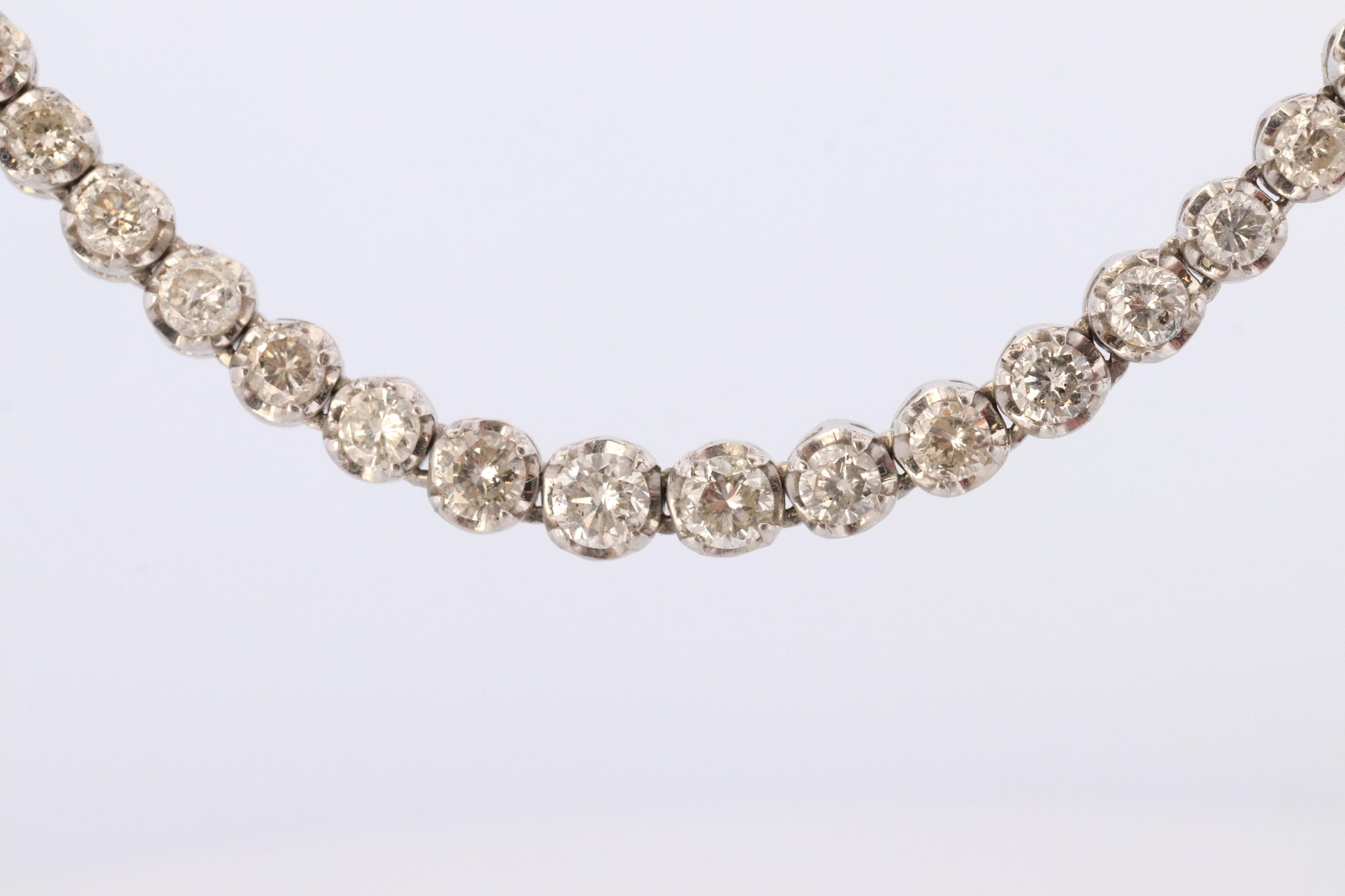 Platinum Diamond Tennis Necklace. PT850 round diamond Tennis Chain Strand. 5+CTW