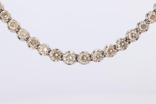 Platinum Diamond Tennis Necklace. PT850 round diamond Tennis Chain Strand. 5+CTW