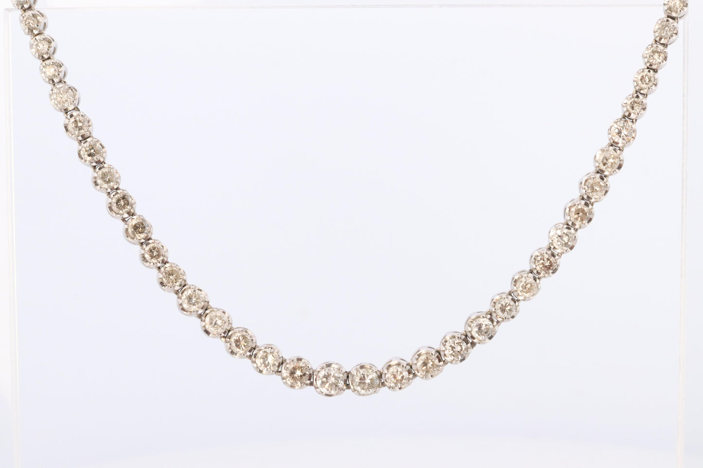 Platinum Diamond Tennis Necklace. PT850 round diamond Tennis Chain Strand. 5+CTW