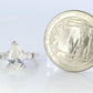 14k Gold LARGE White Topaz Pear cut engagement ring. Baguette and Pear Solitaire