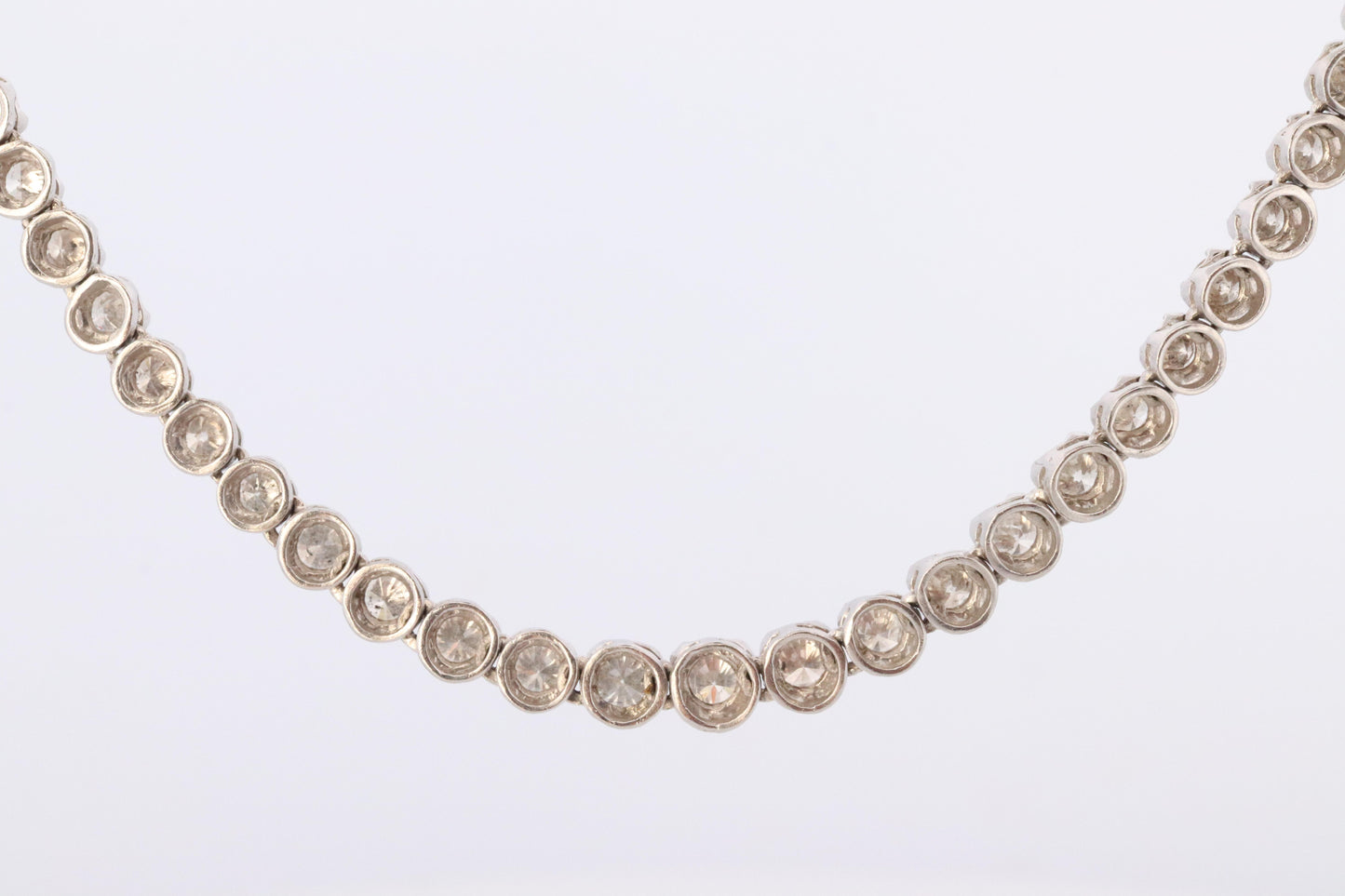 Platinum Diamond Tennis Necklace. PT850 round diamond Tennis Chain Strand. 5+CTW