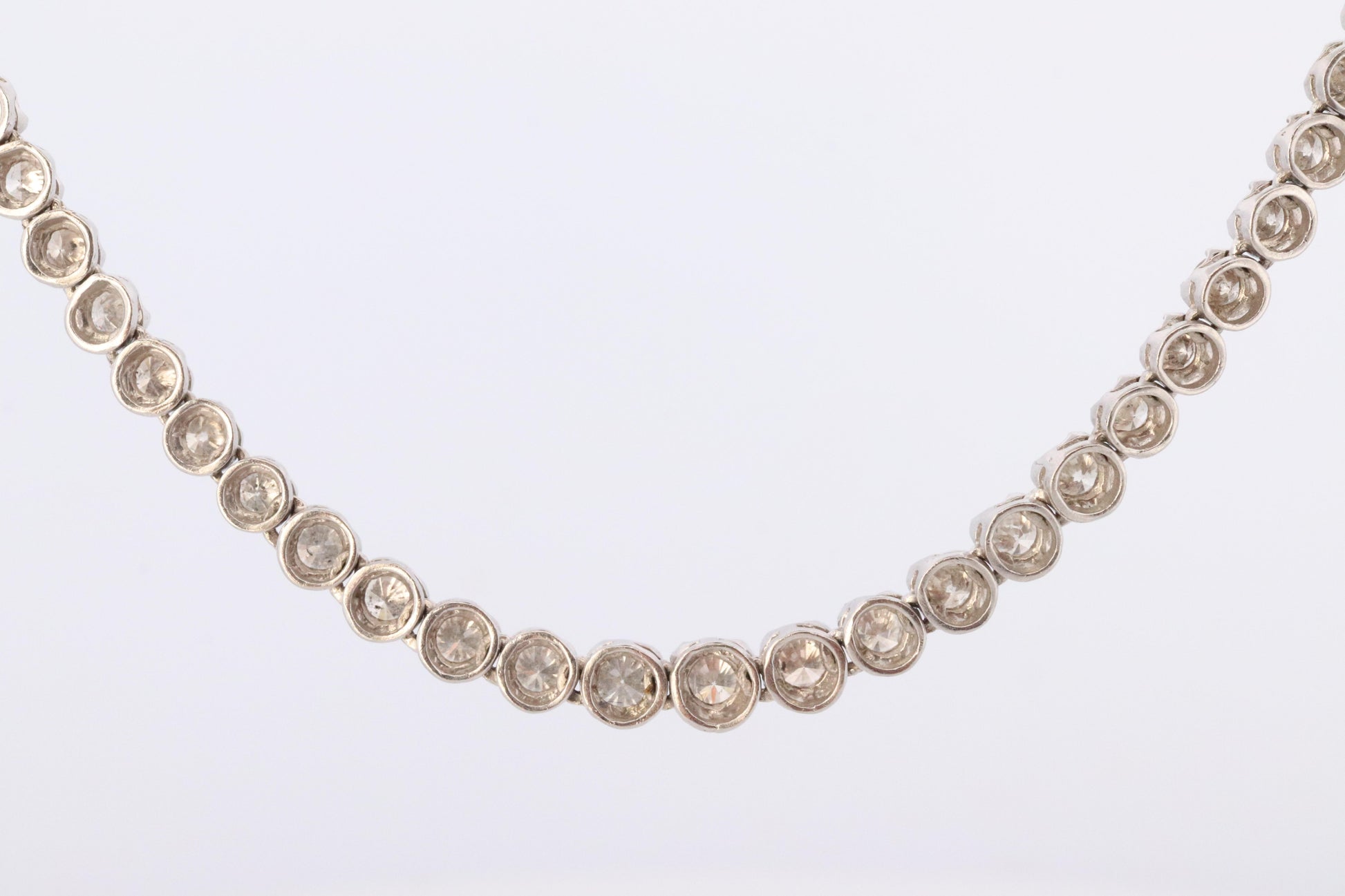 Platinum Diamond Tennis Necklace. PT850 round diamond Tennis Chain Strand. 5+CTW