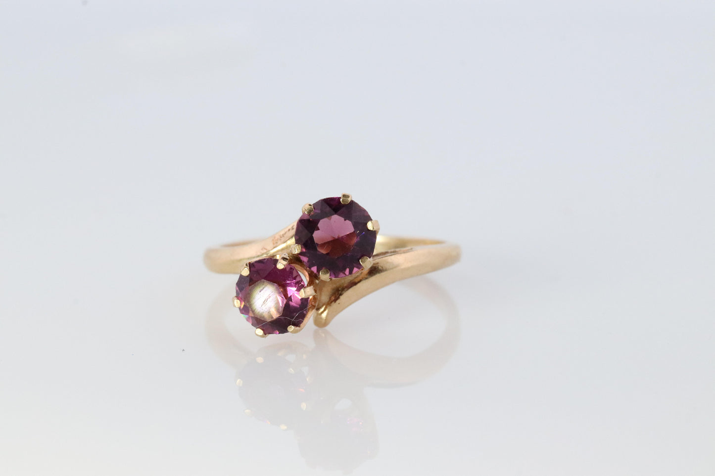 10k Vintage Amethyst Ring. 10k Victorian Twin Ruby Bypass ring. PSco