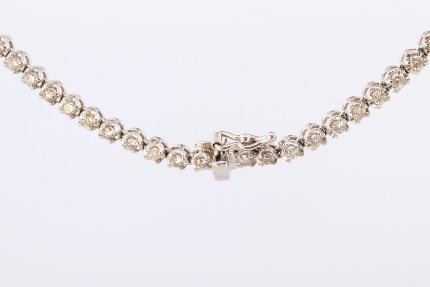 Platinum Diamond Tennis Necklace. PT850 round diamond Tennis Chain Strand. 5+CTW