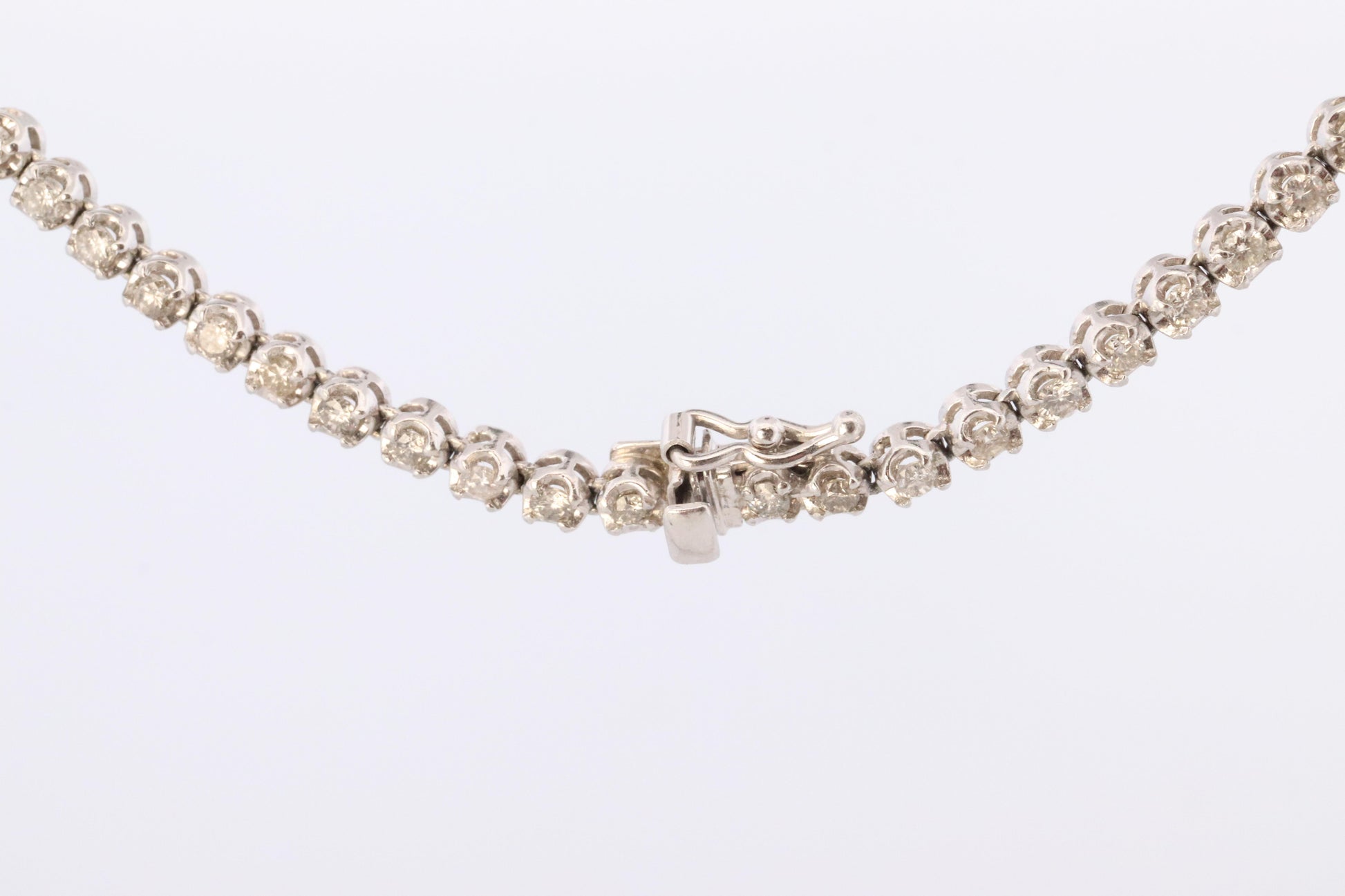 Platinum Diamond Tennis Necklace. PT850 round diamond Tennis Chain Strand. 5+CTW