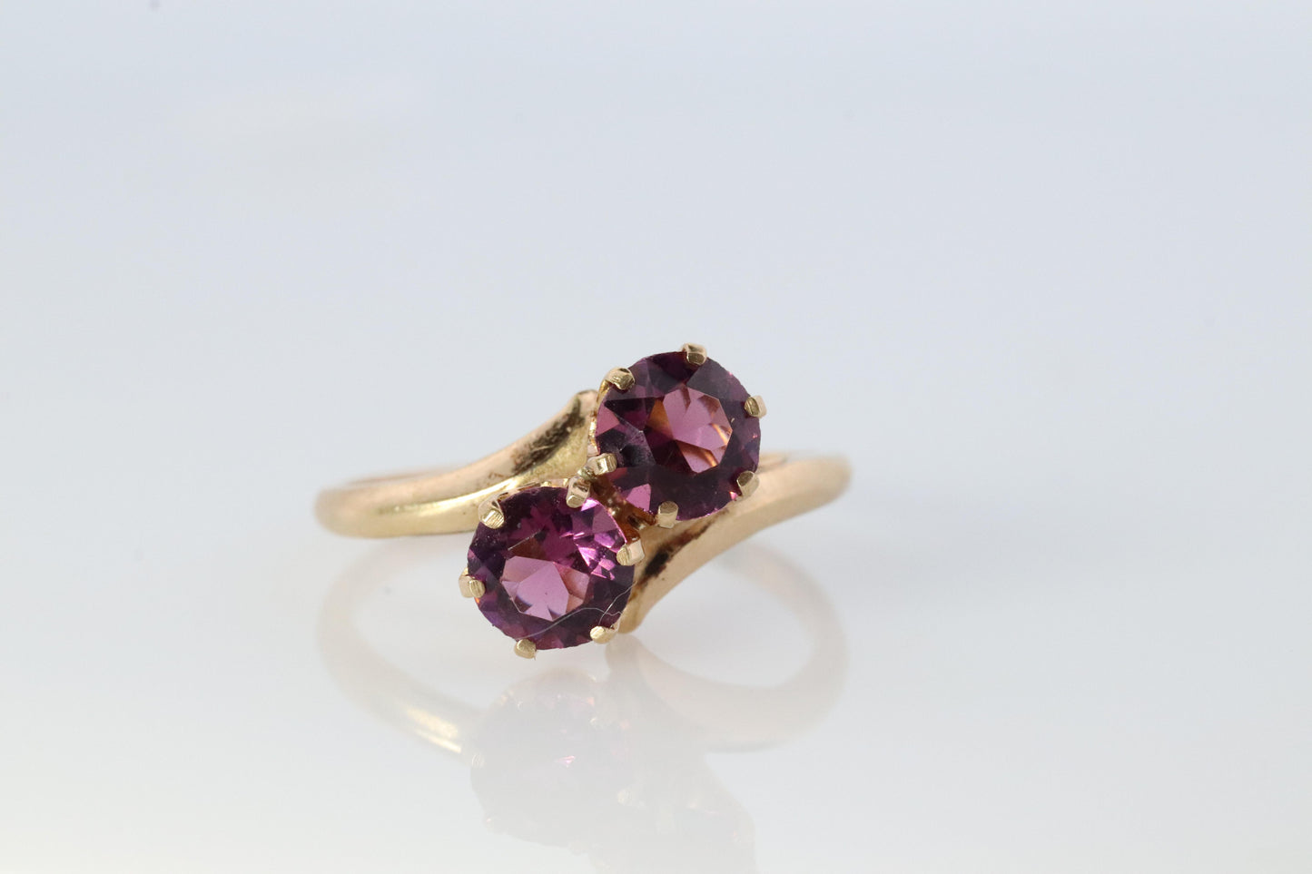 10k Vintage Amethyst Ring. 10k Victorian Twin Ruby Bypass ring. PSco