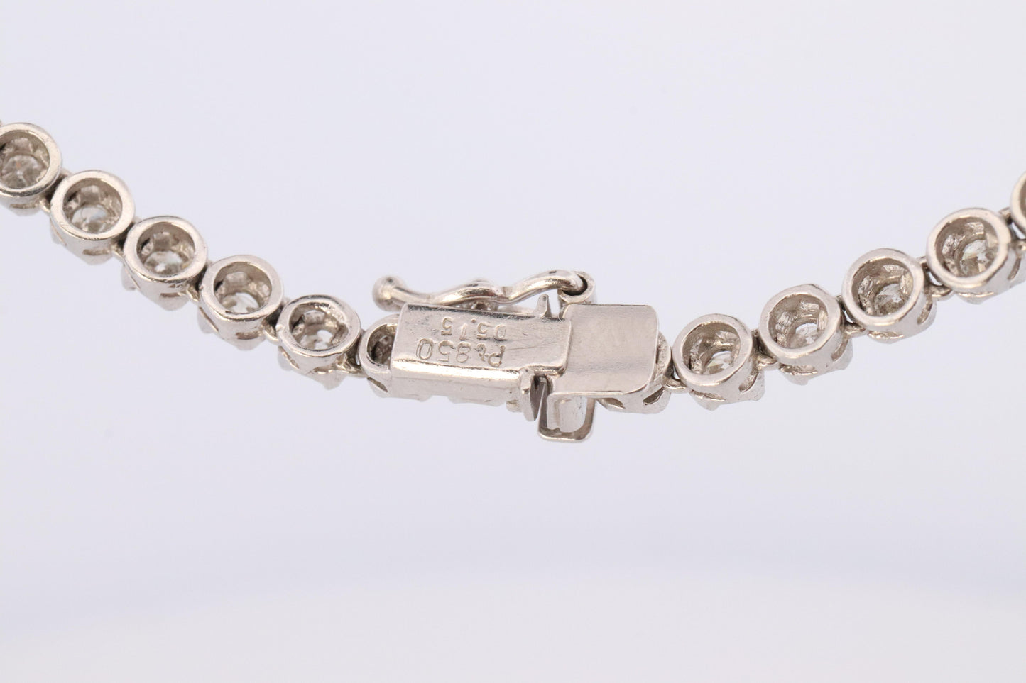 Platinum Diamond Tennis Necklace. PT850 round diamond Tennis Chain Strand. 5+CTW
