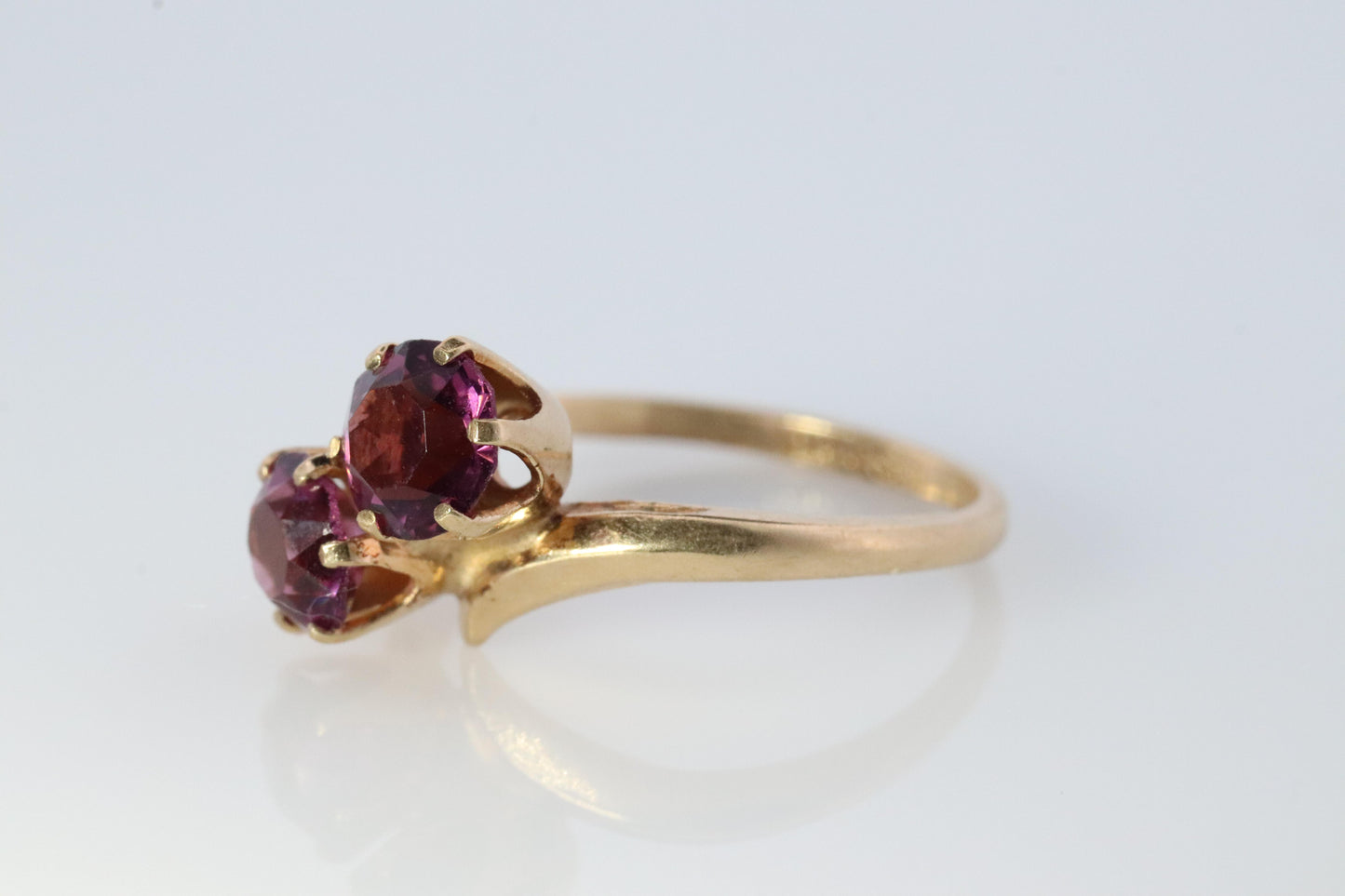 10k Vintage Amethyst Ring. 10k Victorian Twin Ruby Bypass ring. PSco