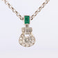 Platinum Emerald Pendant. Genuine Emerald and Diamond Door knocker PT900 Pendant