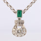 Platinum Emerald Pendant. Genuine Emerald and Diamond Door knocker PT900 Pendant
