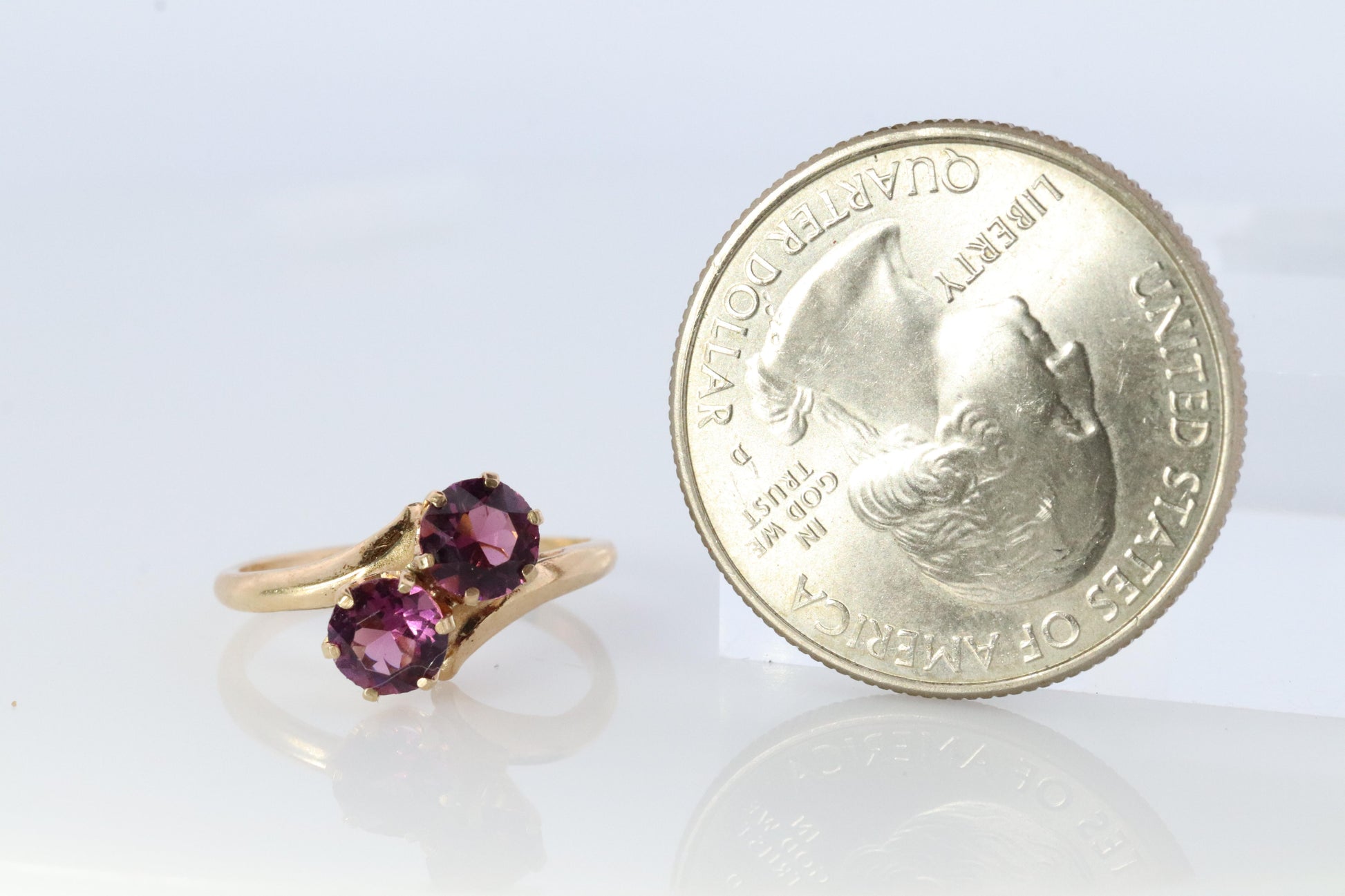 10k Vintage Amethyst Ring. 10k Victorian Twin Ruby Bypass ring. PSco