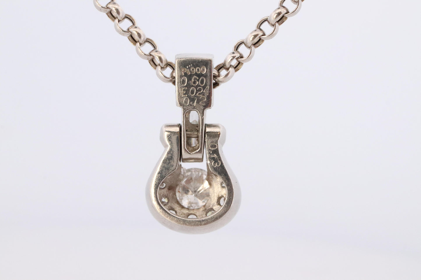 Platinum Emerald Pendant. Genuine Emerald and Diamond Door knocker PT900 Pendant