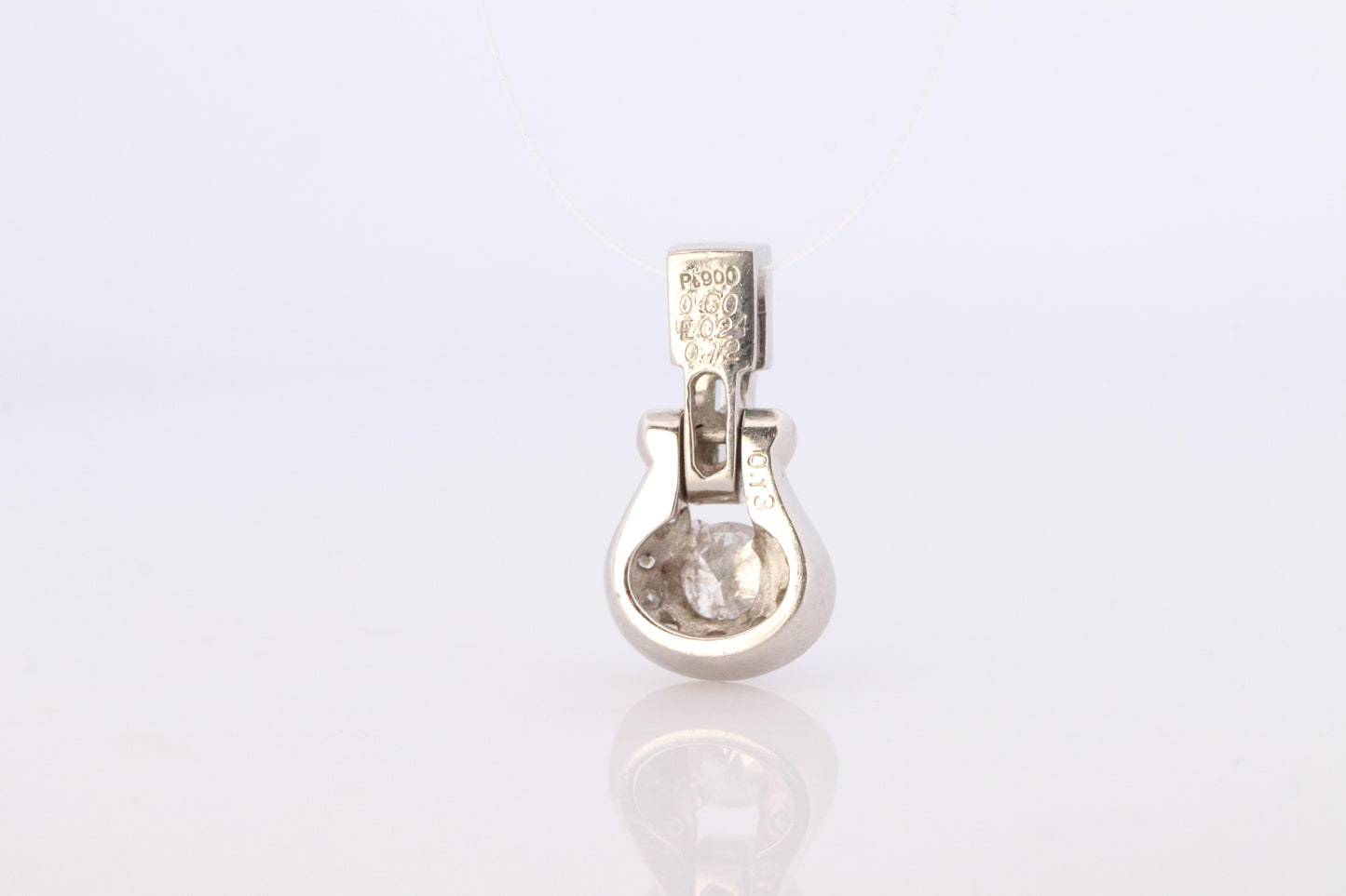 Platinum Emerald Pendant. Genuine Emerald and Diamond Door knocker PT900 Pendant