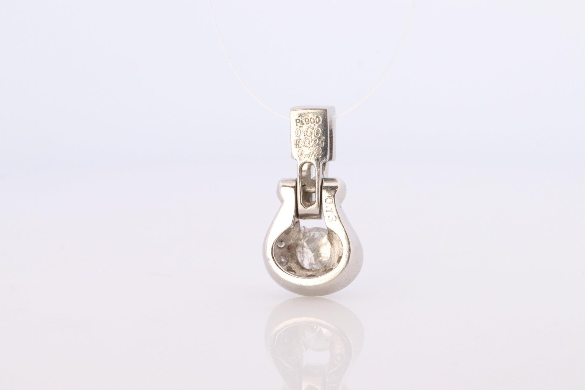 Platinum Emerald Pendant. Genuine Emerald and Diamond Door knocker PT900 Pendant