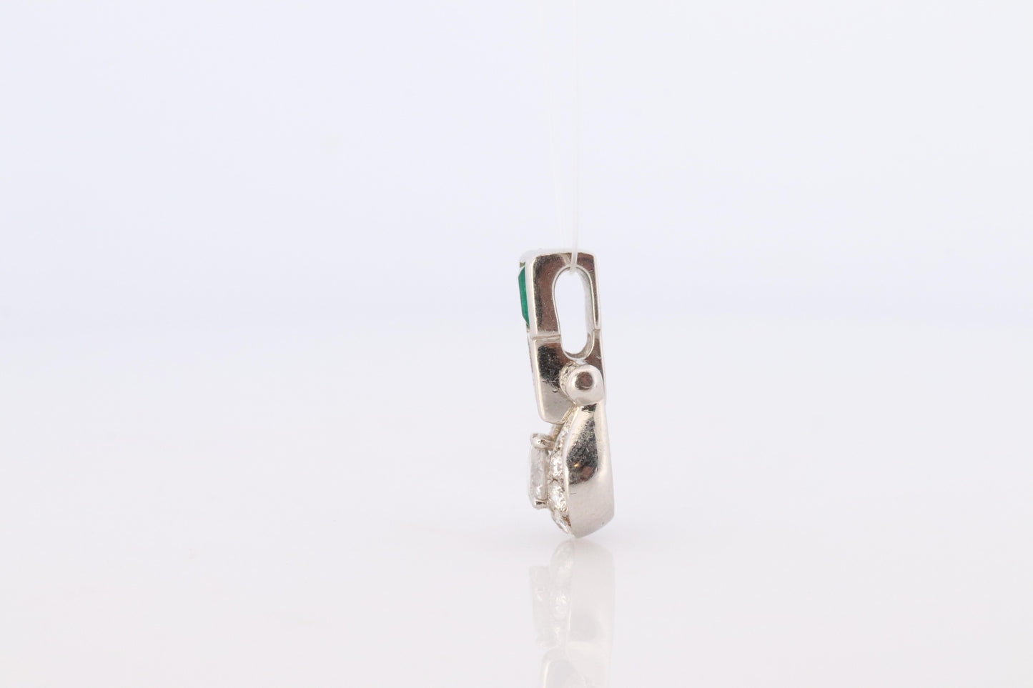 Platinum Emerald Pendant. Genuine Emerald and Diamond Door knocker PT900 Pendant