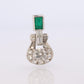 Platinum Emerald Pendant. Genuine Emerald and Diamond Door knocker PT900 Pendant